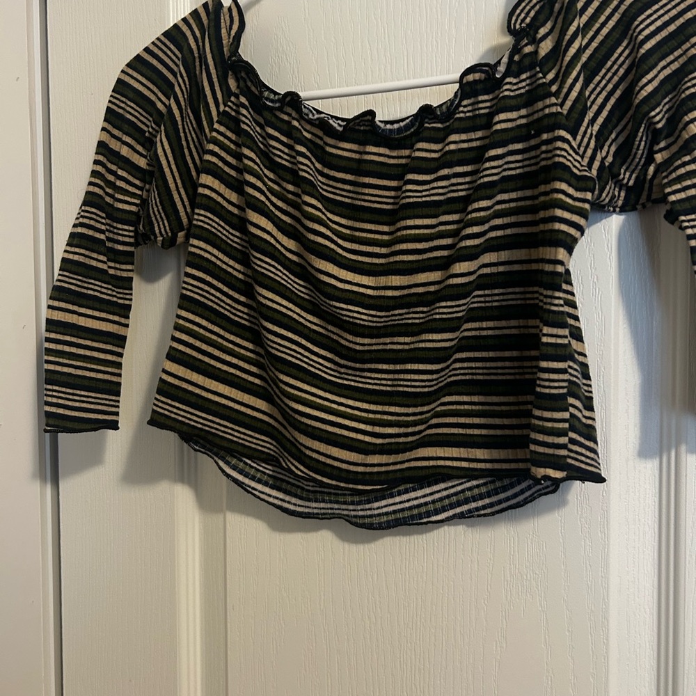 Striped Black and Tan Women's Top